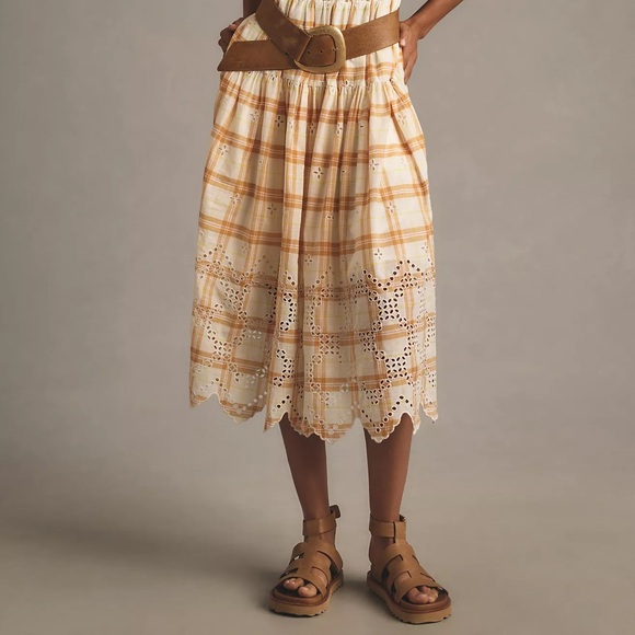 Anthropologie Puff-Sleeve Eyelet Midi Dress - Picture 11 of 15